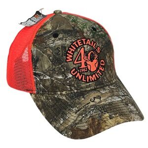 Whitetails Unlimited Hat 40th Anniversary Realtree Edge Camo Blaze Orange‎ Cap